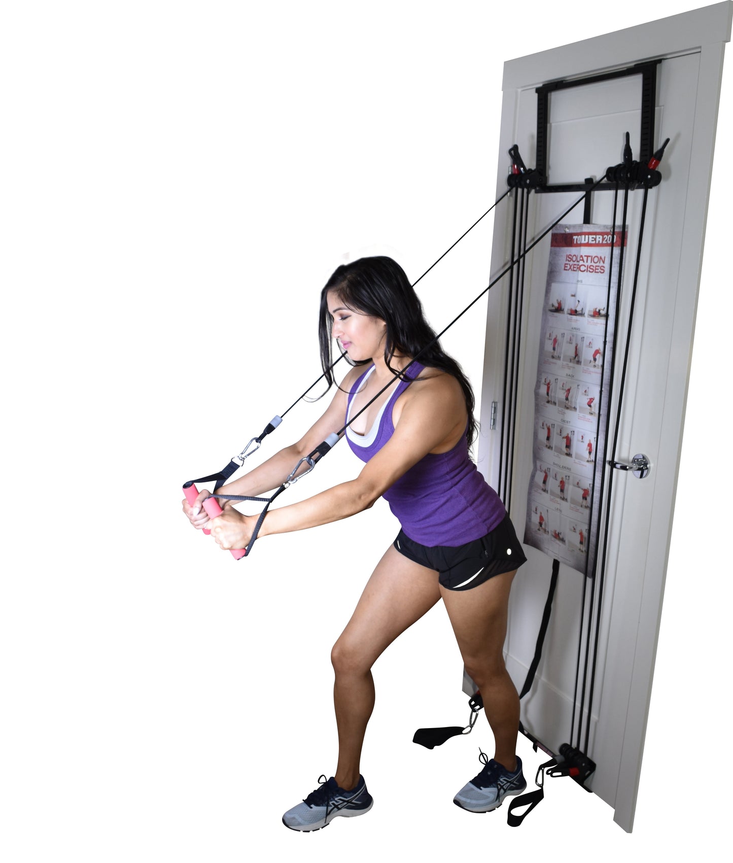 Door Gym Complete Full Body Workout Training System - Includes Handles, Ankle Straps, Straight Bar, DVD + Workout Chart Home Gym Equipment | Upper/Lower Body Fitness Exercise Body Trainer