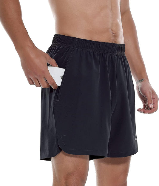 Men'S Workout Running Shorts 7" Quick Dry Gym Athletic Training Shorts with Zipper Pocket