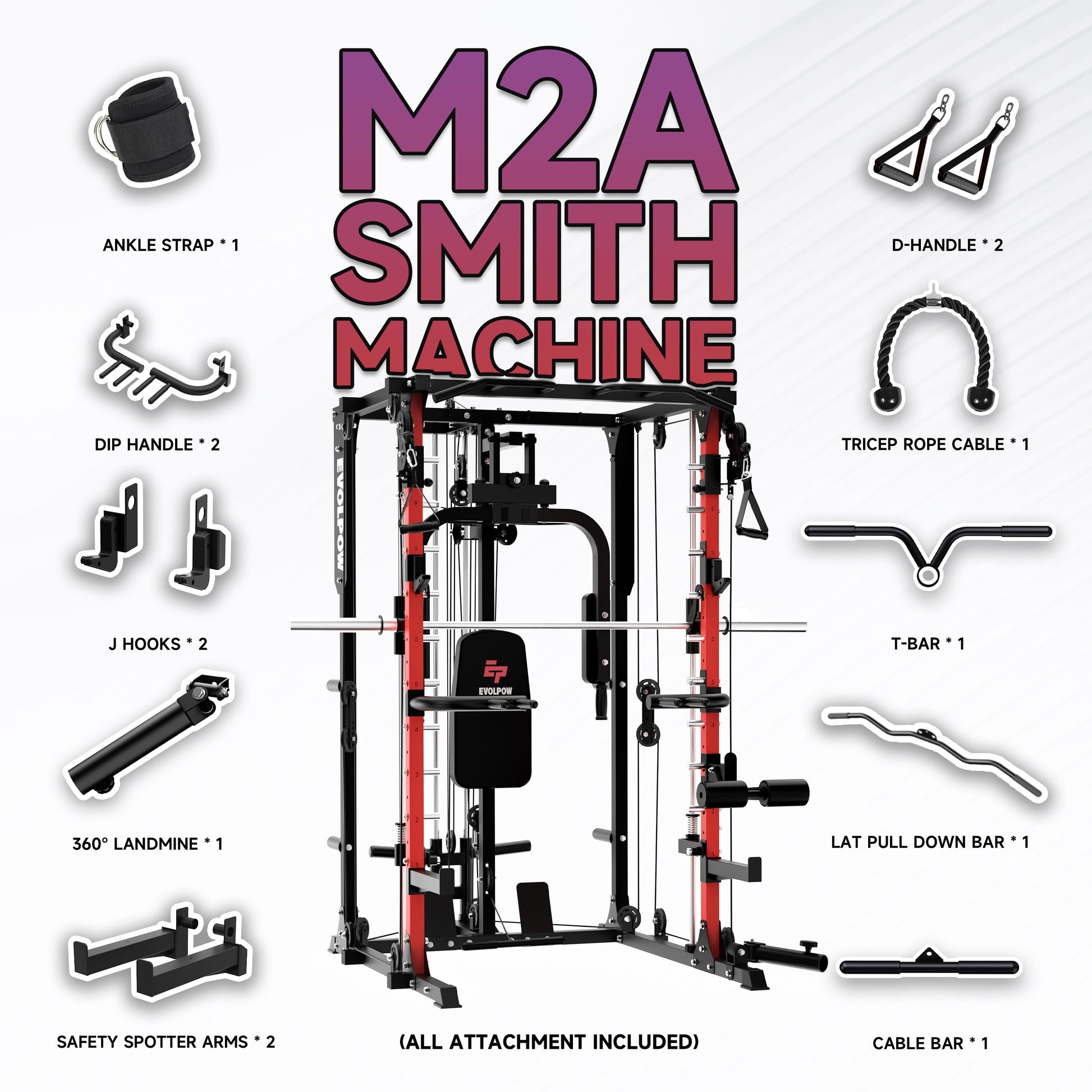 M2A Brute All-In-One Smith Machine Home Gym