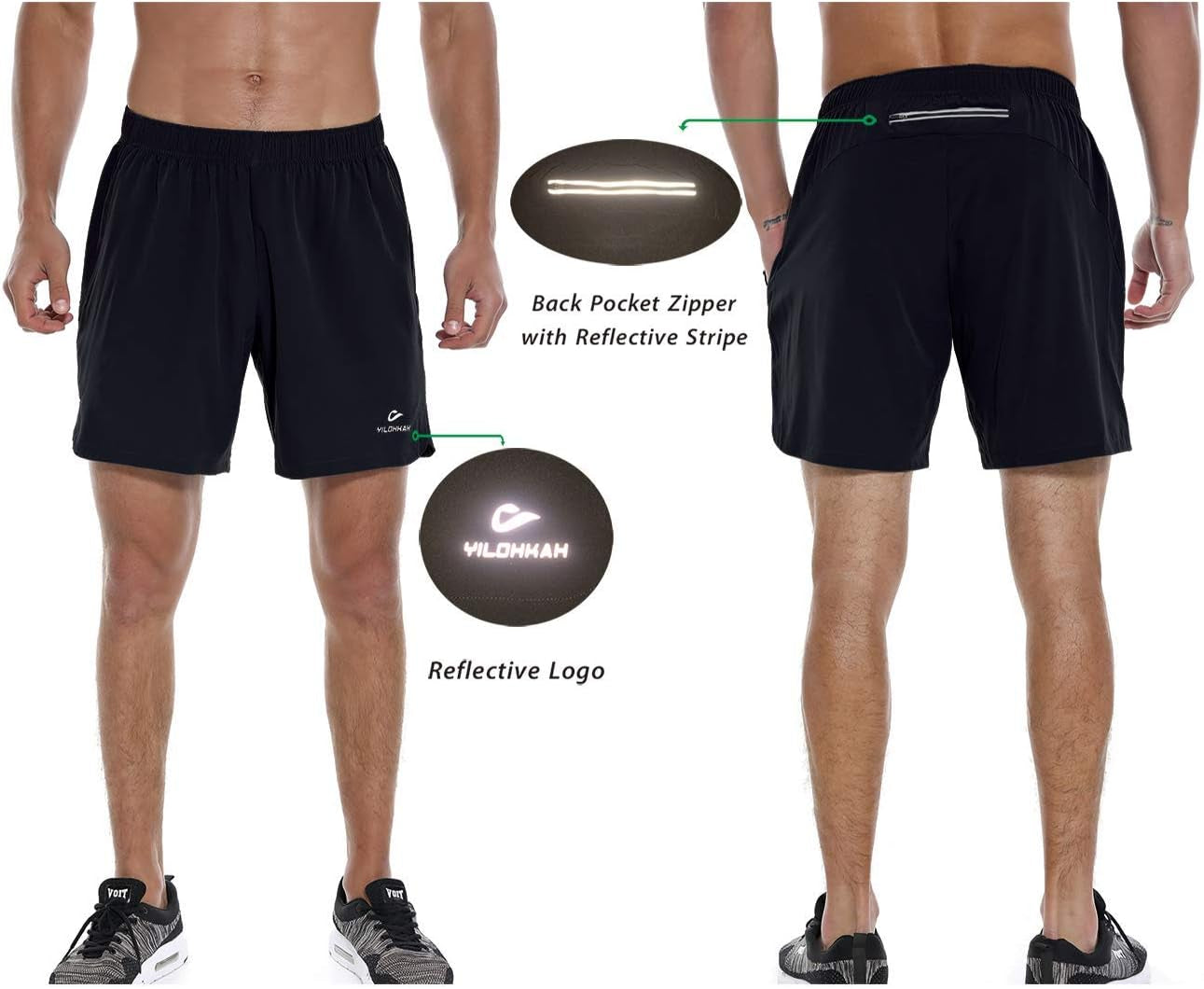 Men'S Workout Running Shorts 7" Quick Dry Gym Athletic Training Shorts with Zipper Pocket