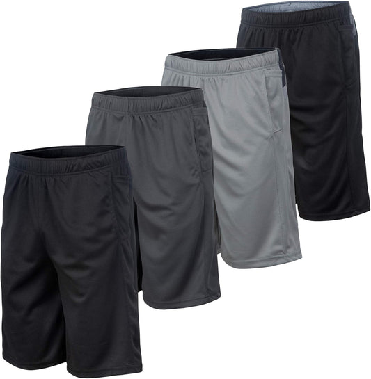 4 Pack: Men'S Dry-Fit Sweat Resistant Active Athletic Performance Shorts