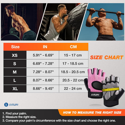 Breathable Workout Gloves for Men and Women, Padded Weight Lifting Gloves with Great Grip, Full Palm Protection for Gym Training, Cycling, Weightlifting, Exercise, Crossfit, Climbing